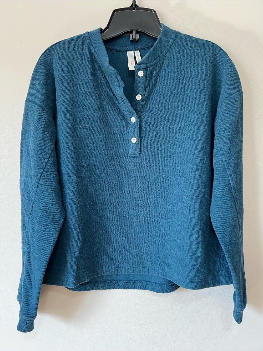 Simons Teal Pj Set Henley Sweater & Shorts Organic Cotton